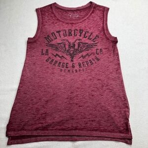 Gold‎ Rush Mens Graphic Tank Top Motorcycle Size Small Maroon